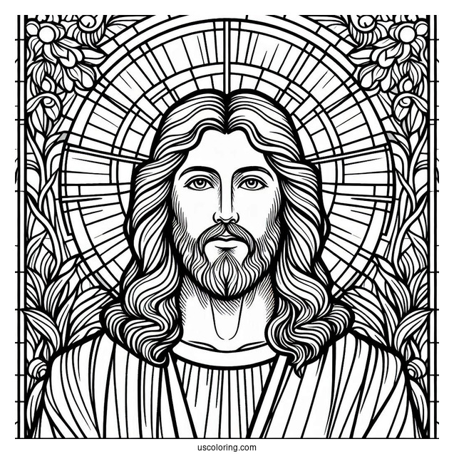 Jesus Stained Glass Coloring Sheet