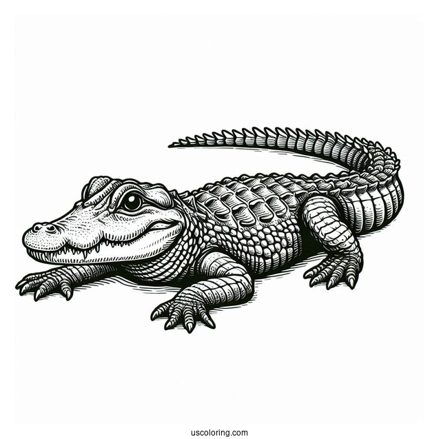Realistic American Crocodile Coloring Page