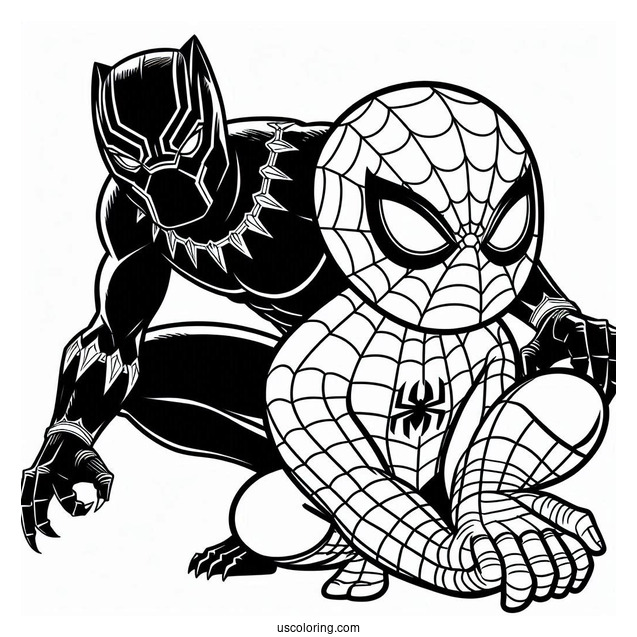 Black Panther And Spider Man Coloring Sheet