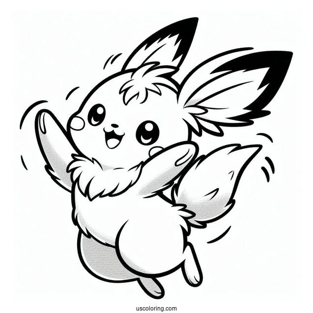 Pichu Coloring Page Leaping In The Air Outline For Preschoolers