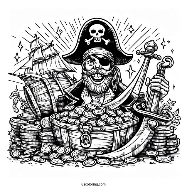 Coloring Page Of Pirates Gold