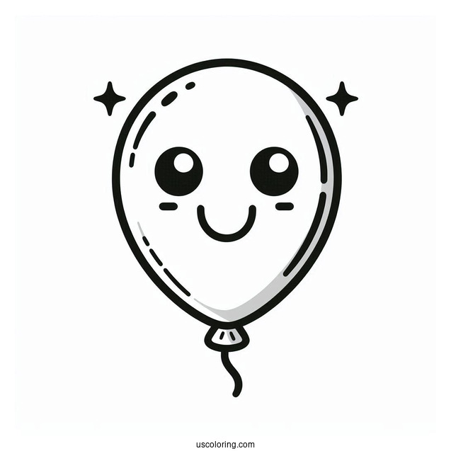 Smiley Face Balloon Coloring Page