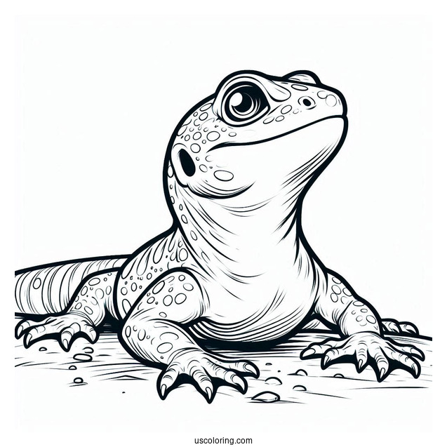 Lizard Coloring Page Looking Up From Ground