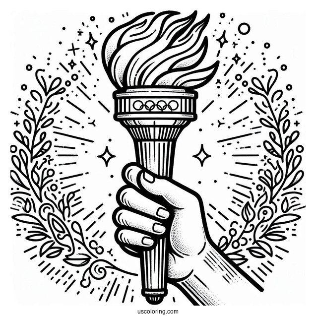 Olympics Coloring Page Torch For Kids