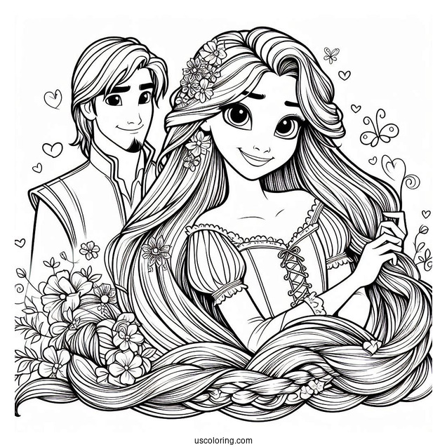 Rapunzel With Long Hair Coloring Page