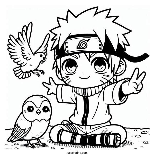 Kawaii Naruto Coloring Page For Preschoolers