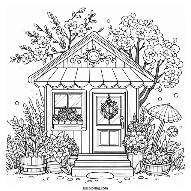 Spring Coloring Page Flower Shop