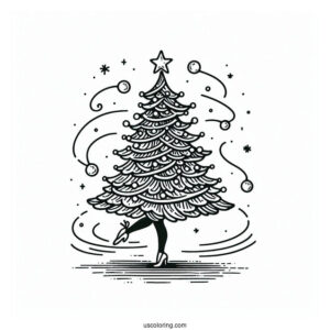 Dancing Christmas Tree Coloring Sheet