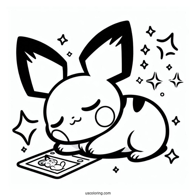 Pichu Coloring Page Sweet Sleeping Face Pokemon Card