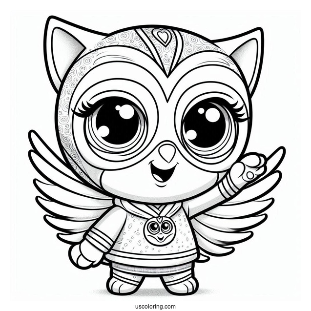 PJ Masks Coloring Page Of Owlette With Arm Up