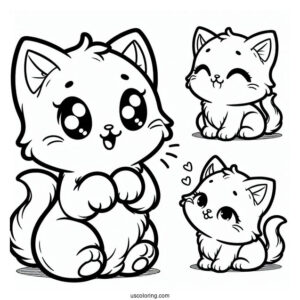 Coloring Sheet Of Cute Cat Meowing