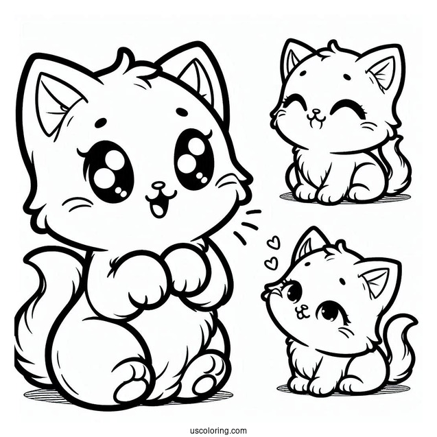 Coloring Sheet Of Cute Cat Meowing