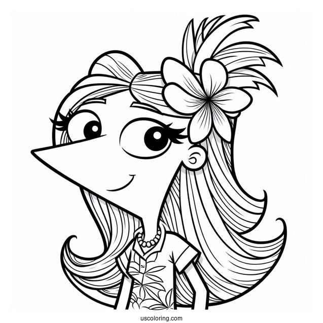 Phineas And Ferb Coloring Page Of Easy Isabella For Kids