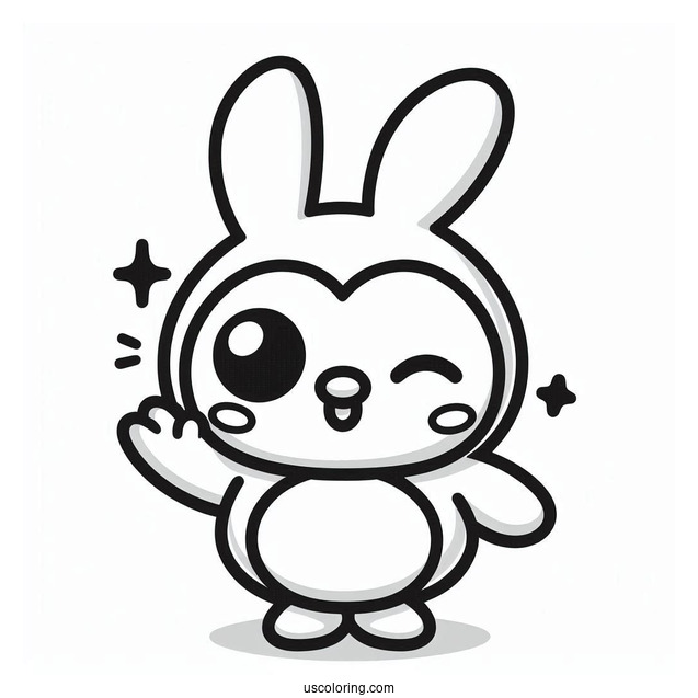 Pororo Coloring Page Of Poby Winking And Waving