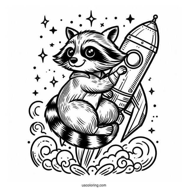 Rocket Raccoon Coloring Page From Guardians Of The Galaxy