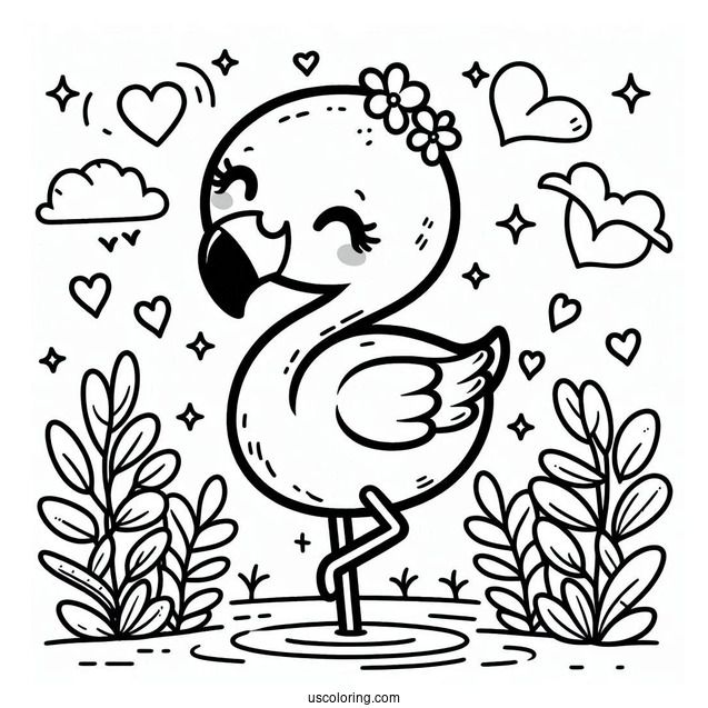 Kawaii Themed Flamingo