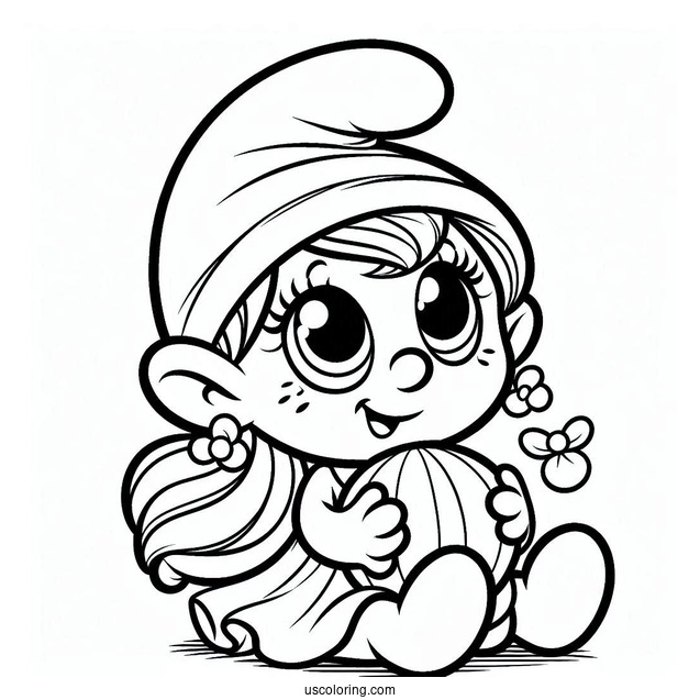 Coloring Sheet Of Cute Sassette Smurfling