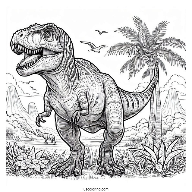Realistic T-Rex Coloring Page For Kids