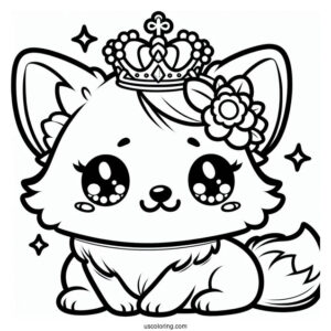 Kawaii Queen_s Corgi Coloring Sheet