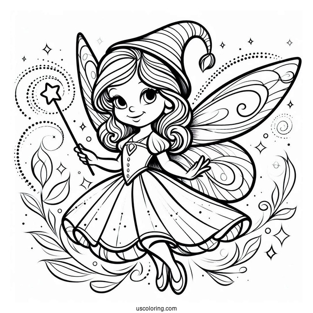 Pinocchio Coloring Page Of The Blue Fairy With Her Magic Wand