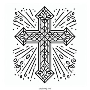 Easy Stained Glass Cross To Color For Kids