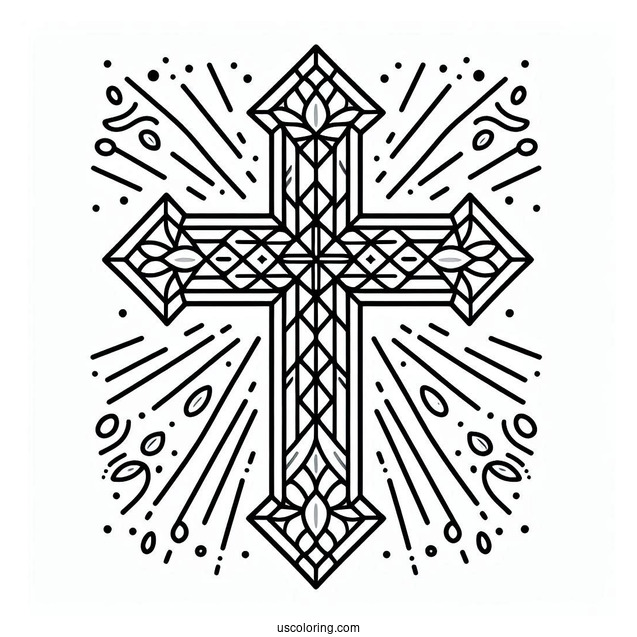 Easy Stained Glass Cross To Color For Kids