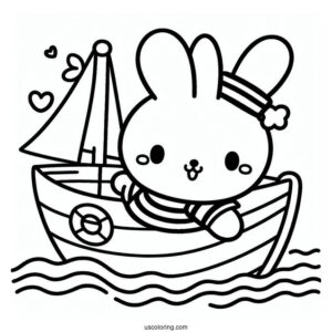 Sailor Miffy Coloring Page On A Boat