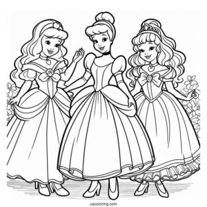 Cinderella And The Ugly Stepsisters Coloring Page