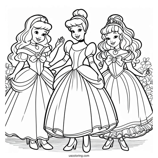Cinderella And The Ugly Stepsisters Coloring Page