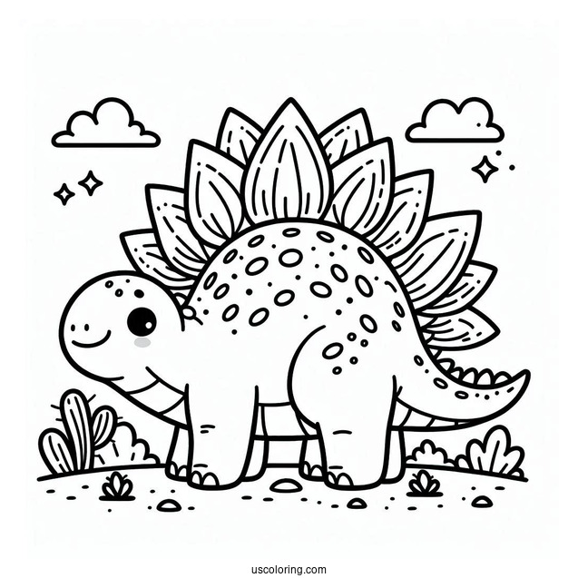 Simple Stegosaurus Coloring Page For Kids