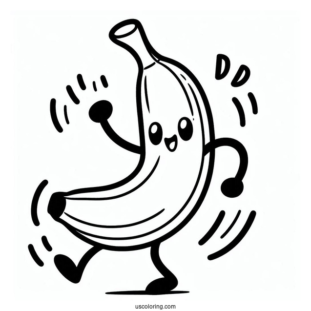 Happy Dancing Banana Coloring Sheet