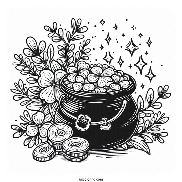 Coloring Sheet Of St Patrick_s Pot Of Gold