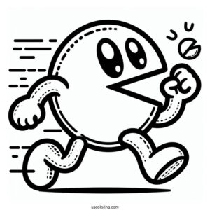 Easy Running Pac-Man Coloring Page For Preschoolers