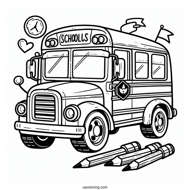 Simple Outline Of School Bus For Preschoolers