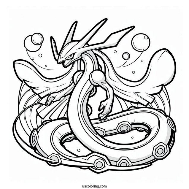 Ultimate Rayquaza Coloring Page Outline