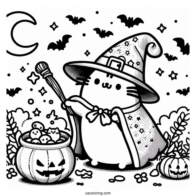 Halloween Witch Pusheen Casting a Spell