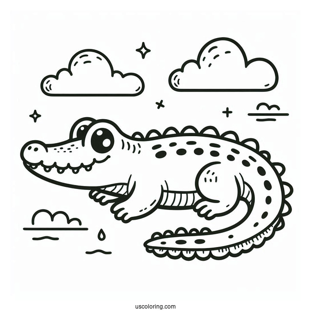 Easy Outline Of a Crocodile For Preschoolers