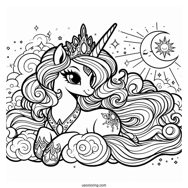 Detailed Princess Celestia Coloring Page