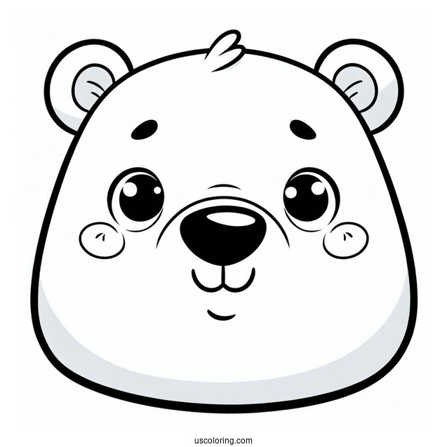 Coloring Sheet of Cartoon Polar Bear_s Face
