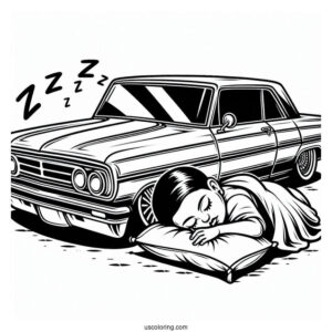 Sleep Lowrider Coloring Page Car Outline For Kids