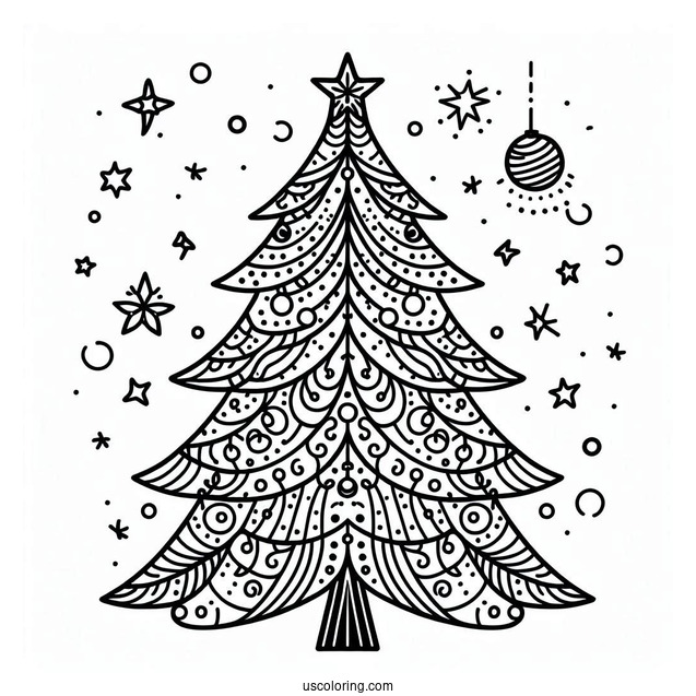 Christmas Tree Template Coloring Page