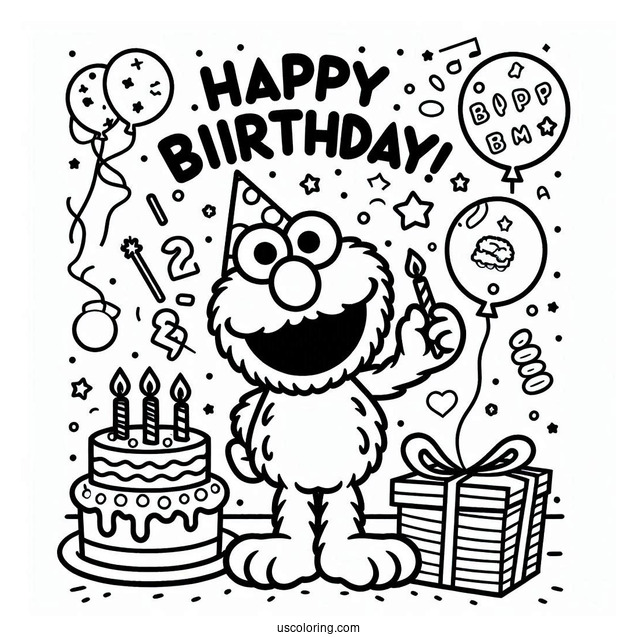 Happy Birthday Elmo Coloring Sheet