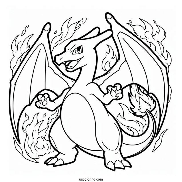 Radiant Charizard Pokemon Card Coloring Page