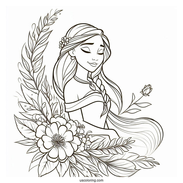 Simple Coloring Page Of Pocahontas