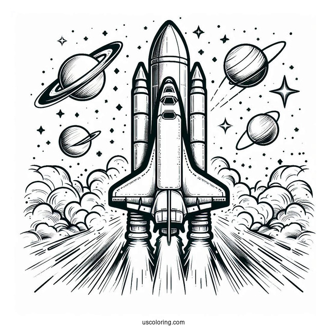 NASA Space Shuttle Discovery Coloring Page