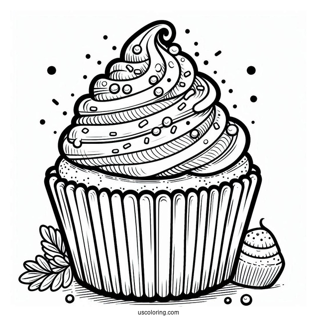 Cupcake With Delicious Icing And Sprinkles