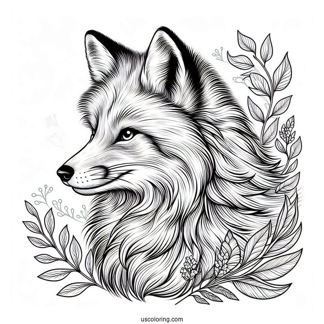 Male Fox Coloring Page With Detailed Fur
