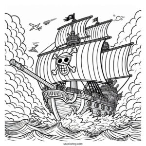 Detailed One Piece Coloring Page Of Going Merry Pirate Ship