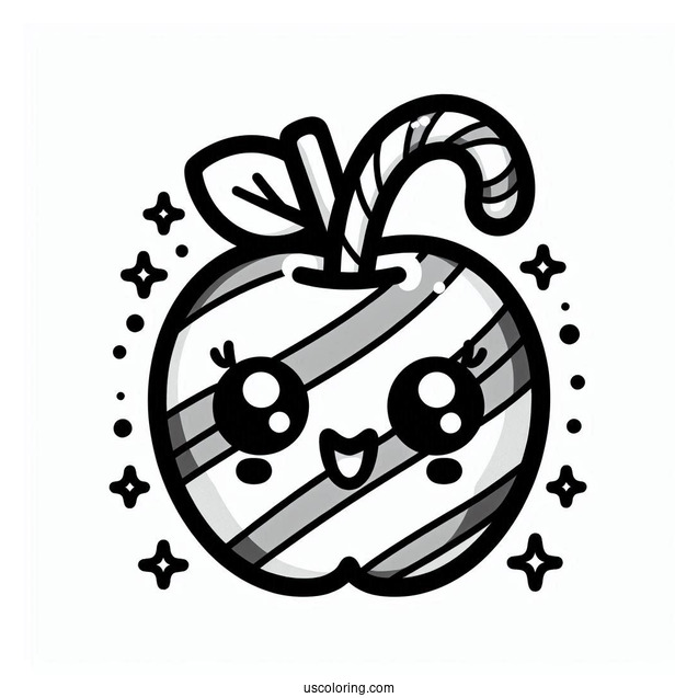Kawaii Candy Apple Coloring Page