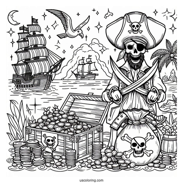 Coloring Page Of Pirates Gold